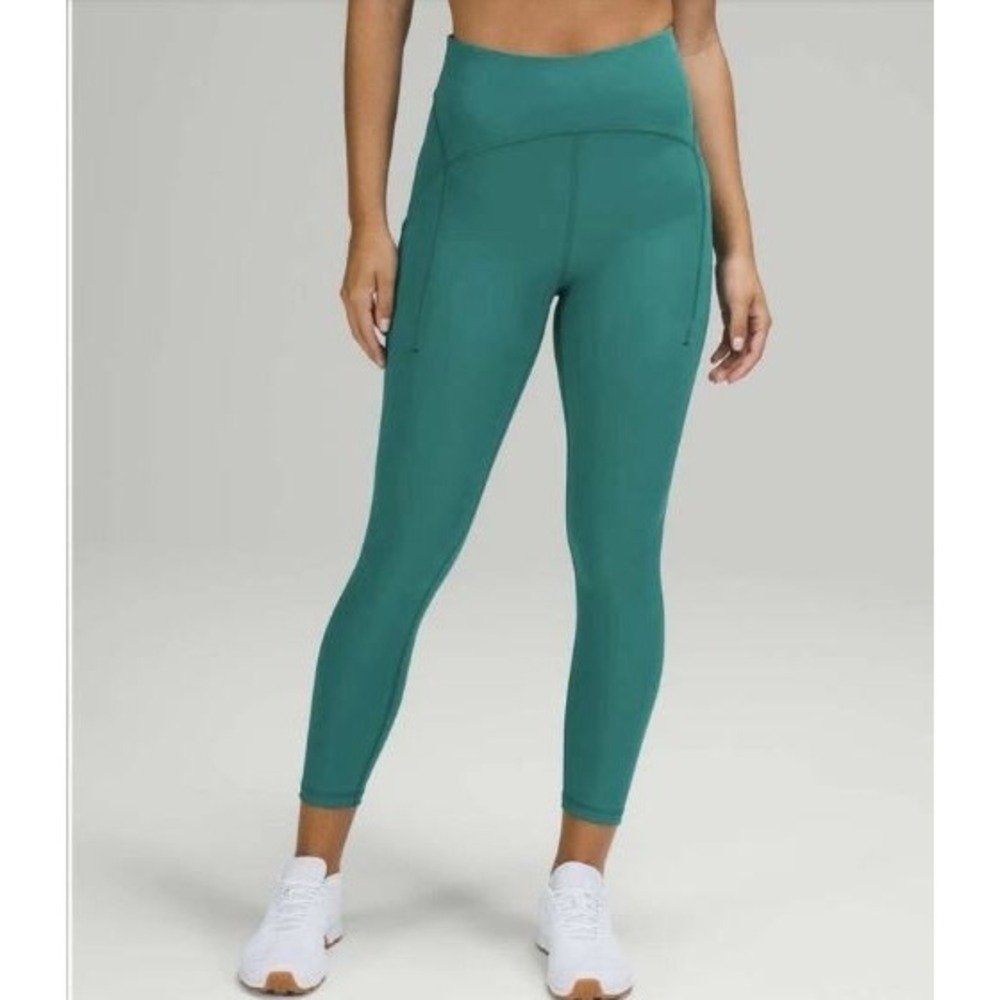 Lululemon Power Thru High Rise Women's Size 8 Green 7/8 Side Pockets